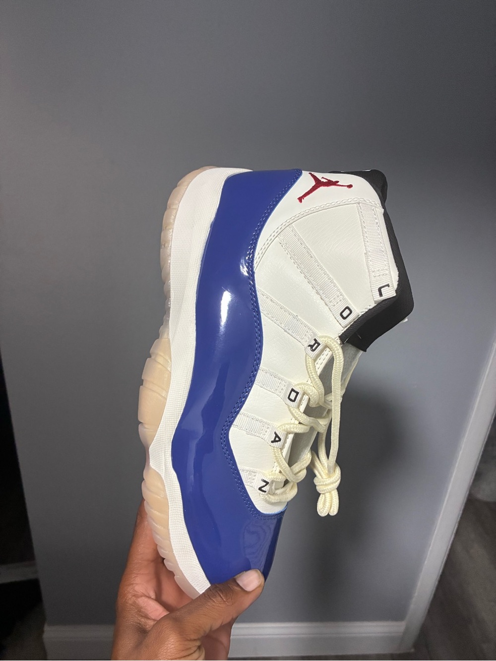 Jordan Kids White, Blue & Red Retro Basketball Sneakers